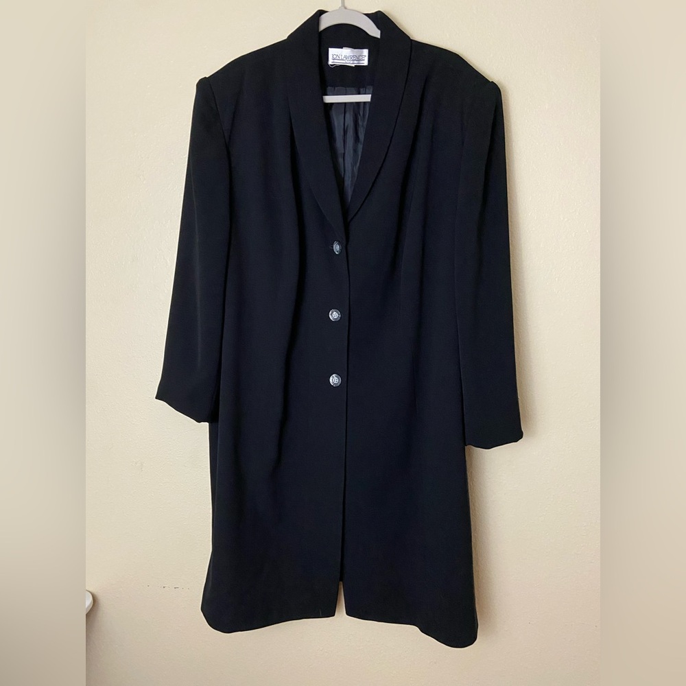 Jon Lawrence LTD Black Vintage Long Jacket/ Light Coat- Fully Lined - Size 24